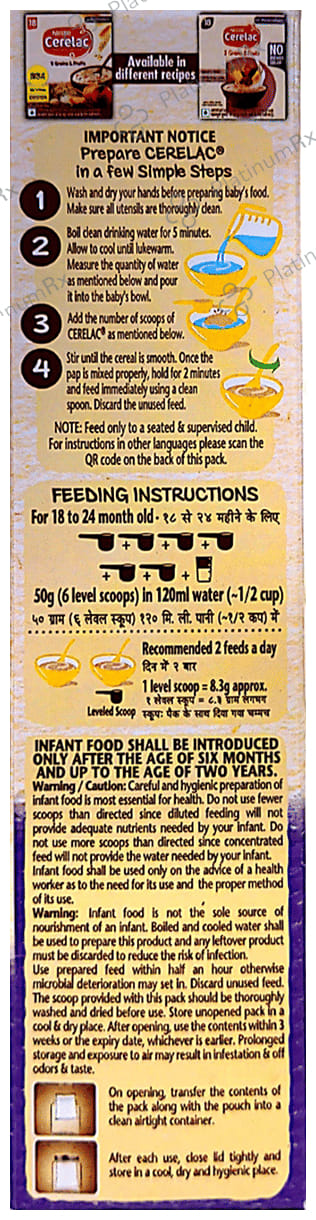 Nestle Cerelac Baby Cereal with Iron, Minerals & Vitamins - From 18 to 24 Months - 5 Grains & Fruits