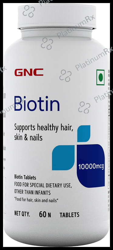 GNC Biotin 10000mcg for Healthy Hair, Skin & Nails - Tablet 60 tablets