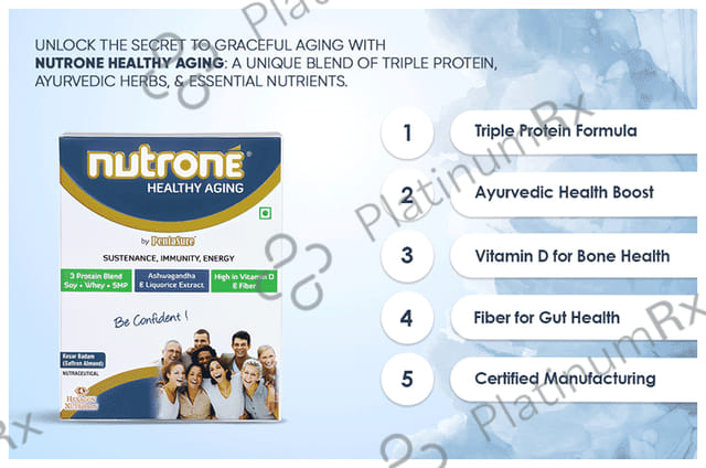 Nutrone Healthy Aging 3 Protein Blend Powder Kesar Badam with Shaker Free