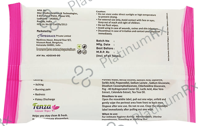 Fenza Intimate Wipes (10 Each)