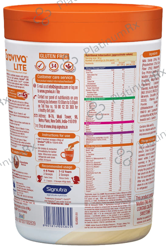 Groviva Lite Vanilla Flavour Powder 400gm