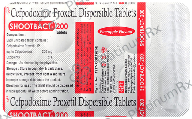 Shootbact 200 Tablet DT Pineapple 10s