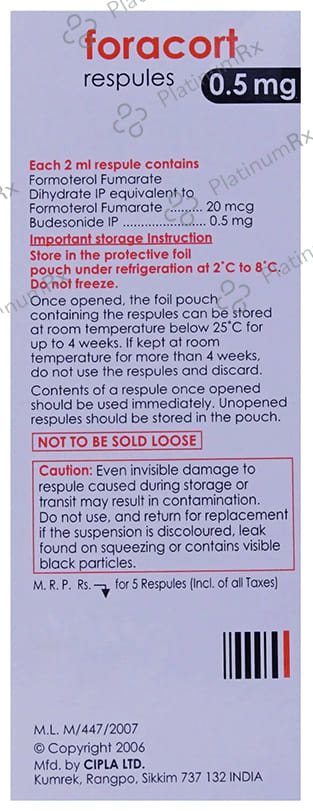 Foracort 0.5mg Respules 5X2ml
