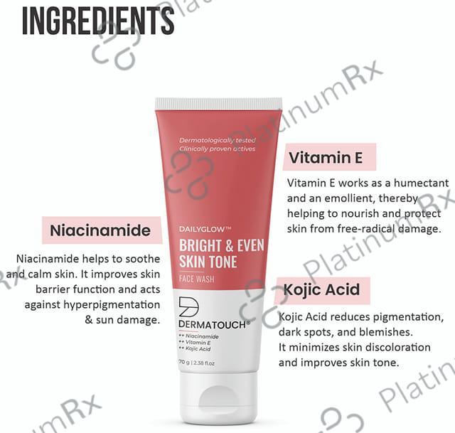 Dermatouch Dailyglow Bright & Even Skin Tone Face Wash 70 gm