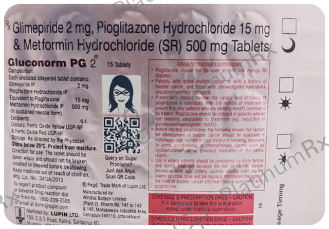 Gluconorm PG 2/500/15mg Tablet SR 15s