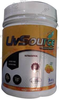 LivSource Powder with Protein & BCAA for Muscle Growth - Sugar & Gluten Free - Flavour Mango 450 Powder