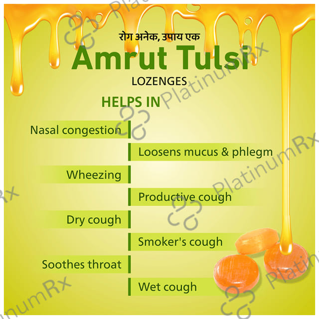 Amrut Tulsi Lozenges (6 Each) Ginger Mint 5 strips