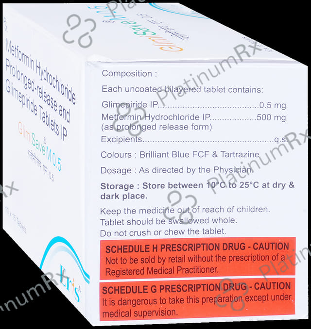 Glimisave M 0.5/500mg Tablet PR 15s