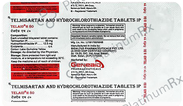 Telaid H 12.5/80mg Tablet 10s