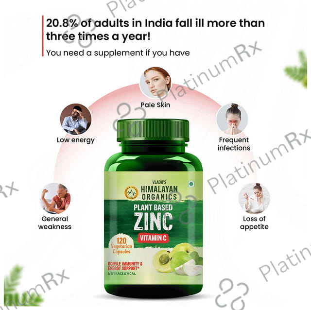 Himalayan Organics Plant Based Zinc Vitamin C Vegetarian Capsule