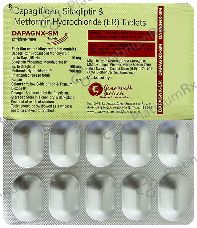 Dapagnx SM 500/100/10mg Tablet 10s