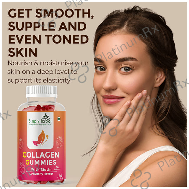 Simply Herbal Collagen Gummies with Biotin Strawberry