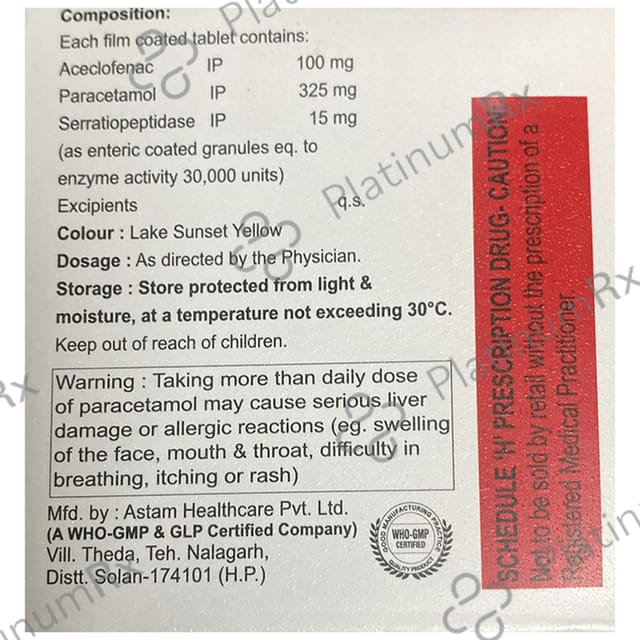 Acecloansh SP 100/325/15mg Tablet 10s