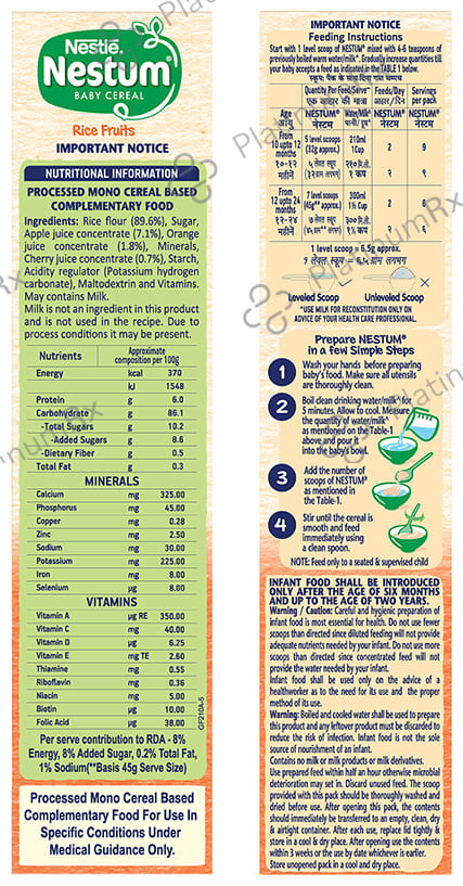 Nestle Nestum Baby Cereal From 10 to 24 Months - Rice Fruits
