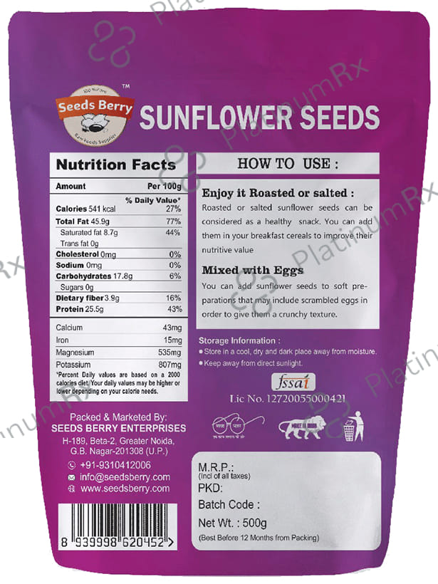 Seeds Berry Sunflower Seeds 500 gm
