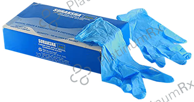 Suraksha Plus Powder Free Nitrile Medical Examination Glove Medium 100s
