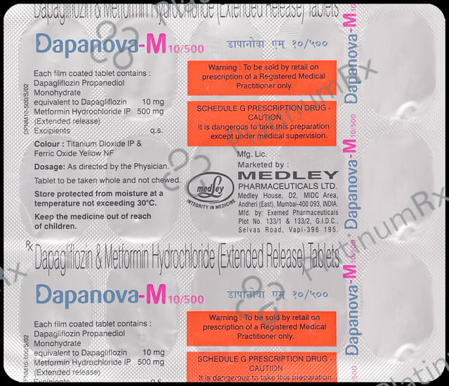 Dapanova M 10/500mg Tablet 15s