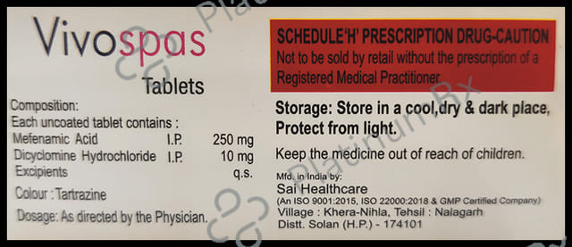 Vivospas 10/250mg Tablet 10s