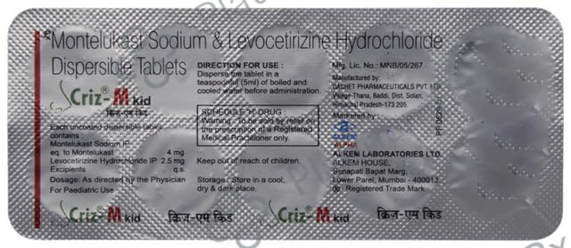 Criz M Kid 2.5/4mg Tablet DT 10s