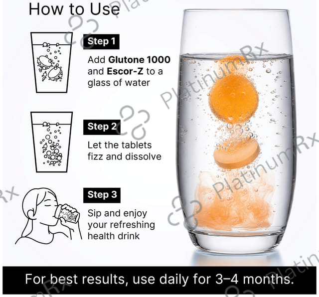 Glutone Glutone 1000 15(6)& Escor-Z 20(6) Effervescent Tablet Orange