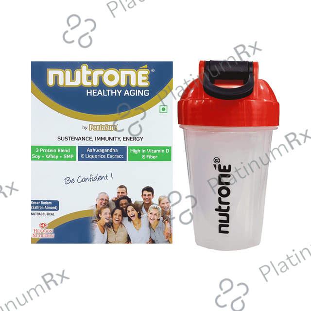 Nutrone Healthy Aging 3 Protein Blend Powder Kesar Badam with Shaker Free