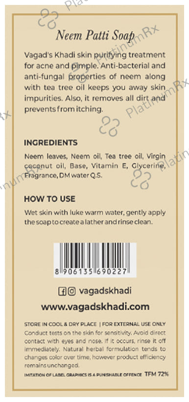 Vagad's Khadi Herbal Neem Patti Soap