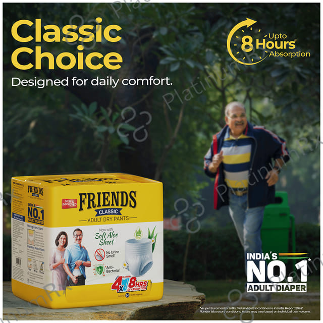 Friends Classic Anti Bacterial & Anti Rash Adult Unisex Dry Pants XL diapers 10s