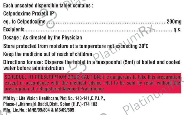 Cefdoxib 200mg Tablet DT 10s