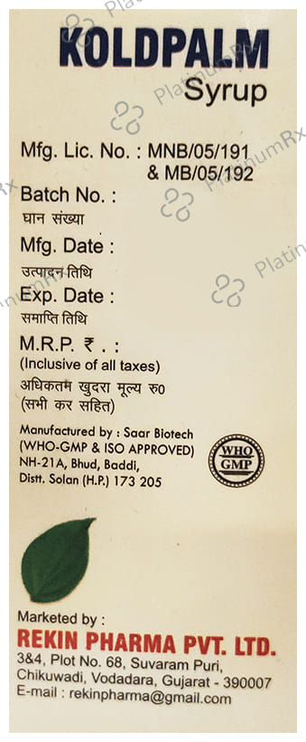 Koldpalm 2/5mg Syrup 60ml
