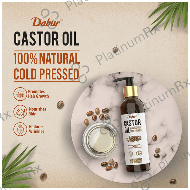 Dabur 100% Natural Cold-Pressed Castor Oil - Promotes Hair Growth & Hydrates Skin
