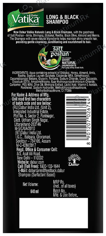 Dabur Vatika Naturals Amla & Bhringraj Long & Black Shampoo 640 ml