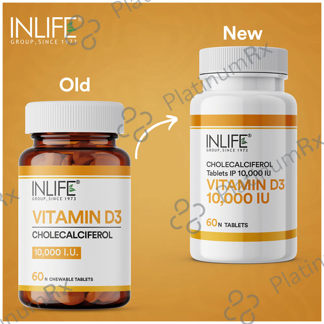Inlife Vitamin D3 10000 IU Cholecalciferol Chewable Tablet 60s