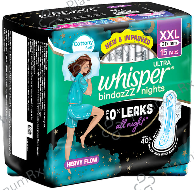Whisper Bindazzz Nights Pads - Size XL+ 15 pads