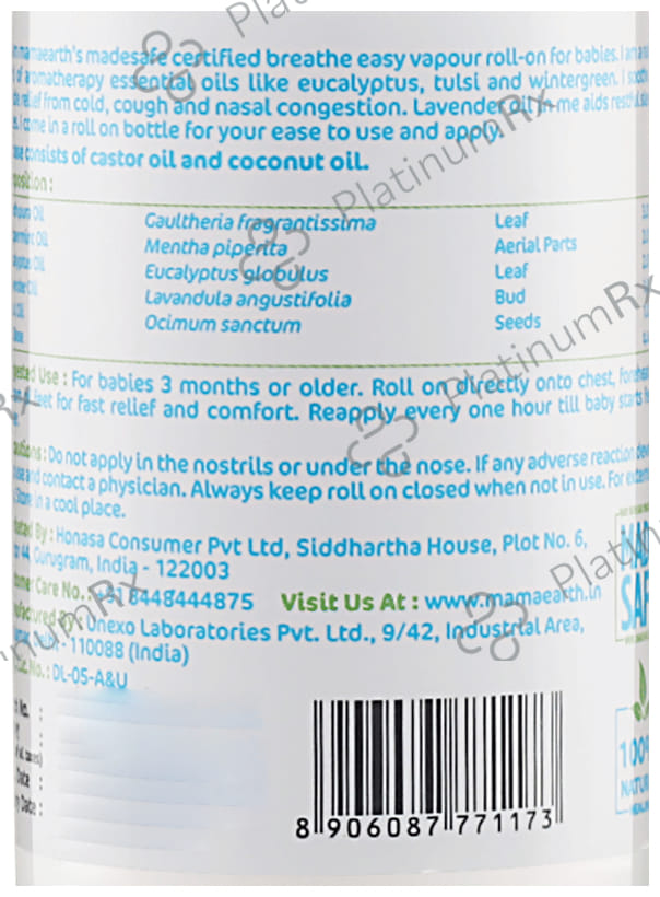 Mamaearth Natural Breathe Easy Vapour Roll-On for Babies
