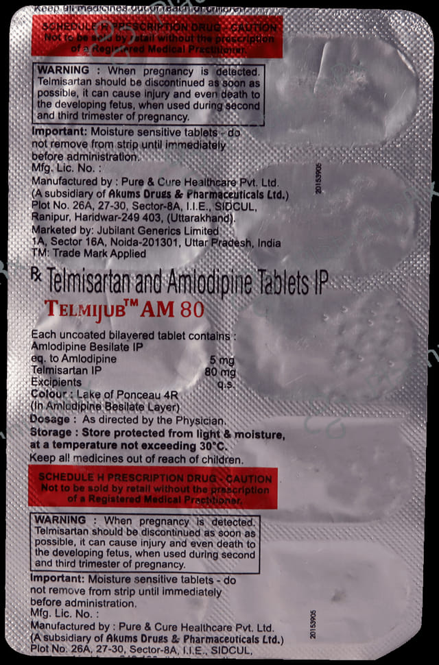 Telmijub AM 80mg Tablet 10s
