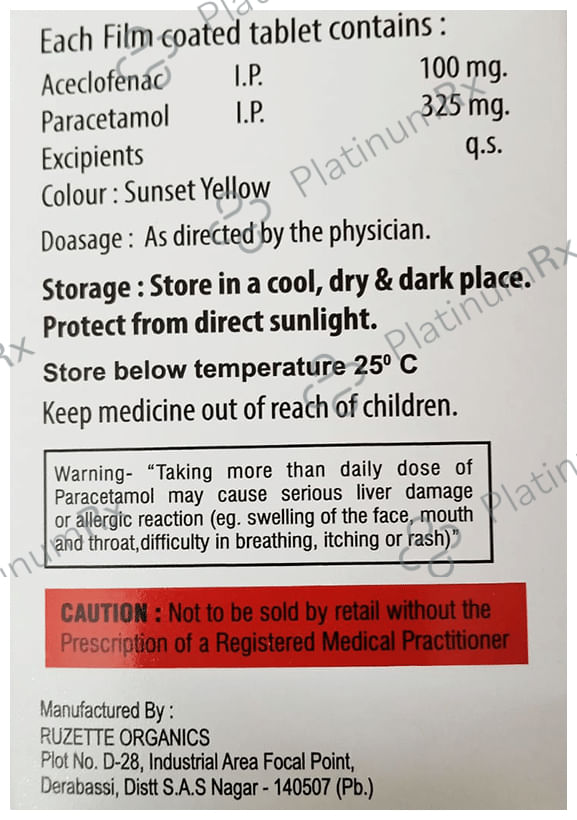 Aceklear P 100/325mg Tablet 10s