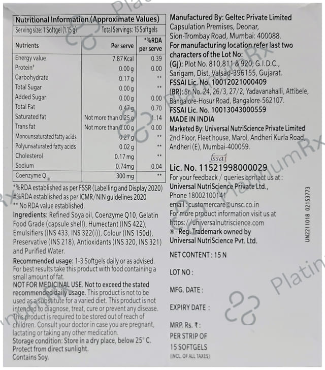 CoQ 300mg Capsule 15s