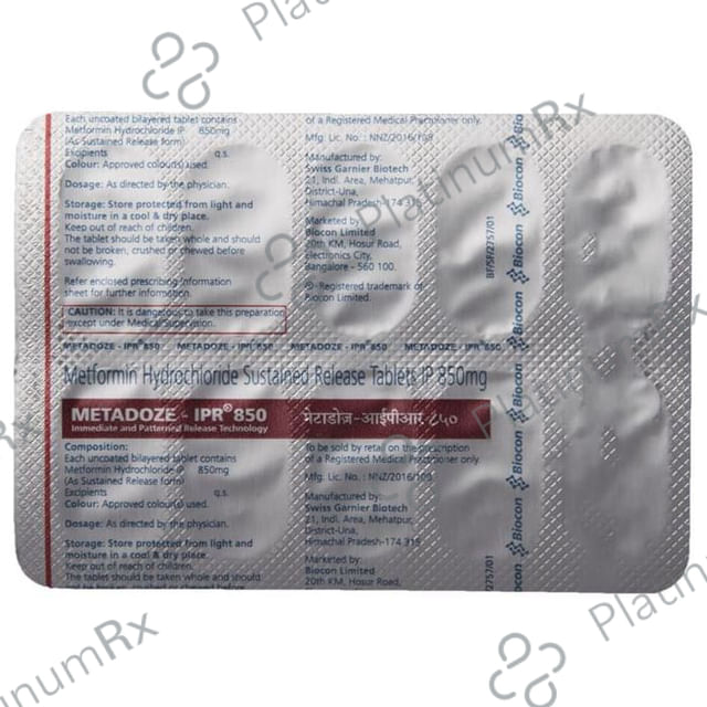 Metadoze IPR 850mg Tablet SR 10s