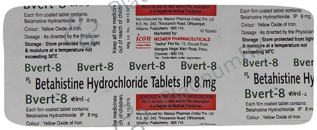 Bvert 8mg Tablet 10s
