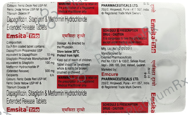 Emsita Trio 10/500/100mg Tablet ER 10s