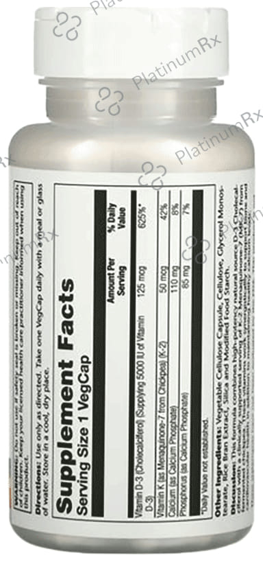 Solaray Vitamin D3+K2 Vegicap - For Bone Strength