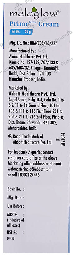 Melaglow Prime Depigmenting Cream 20gm