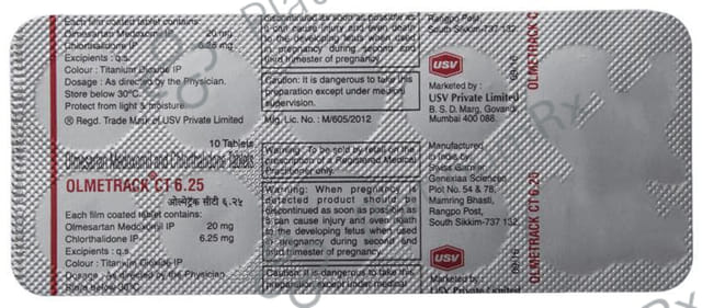 Olmetrack CT 20/6.25mg Tablet 10s