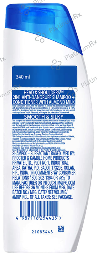 Head & Shoulders Smooth & Silky 2 in 1 Anti-Dandruff Shampoo+Conditioner 340 ml