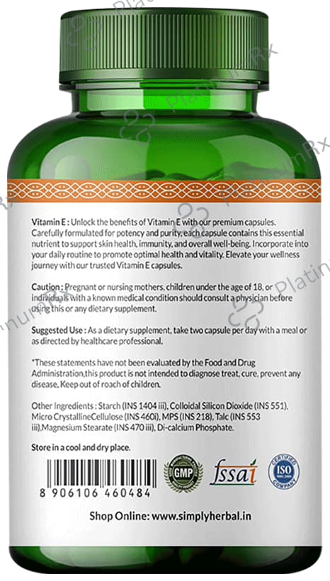 Simply 200mg Herbal Vitamin E Capsule 60s