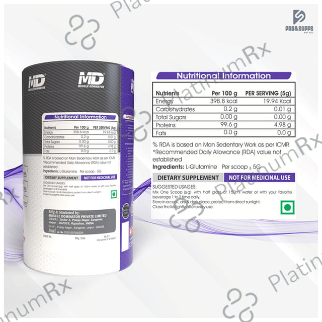 Muscle Dominator Glutamine Powder Unflavored
