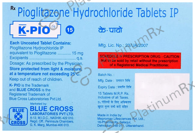 K Pio 15mg Tablet 15s