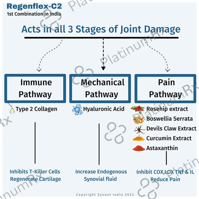 Regenflex C2-Undenatured Type II Collagen,Hyaluronic acid,Boswellia serrata,Curcumin,Devils claw,Astaxanthin,Joint Pain medicine,Joint Support Supplement Tablet