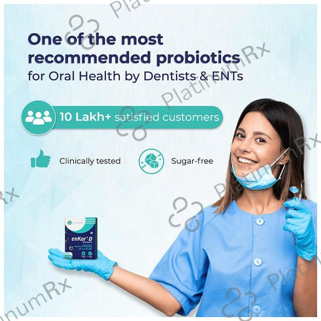 Velbiom Enkor-D Instamelt Probiotic Health Supplement for Oral Health - No Added Sugar - Flavour Mint