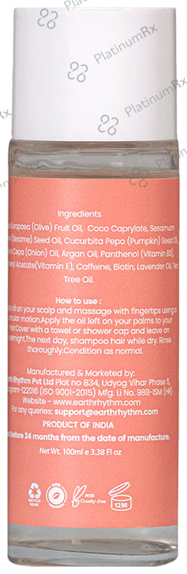 Earth Rhythm Onion and Biotin Hair Oil for Hair Fall